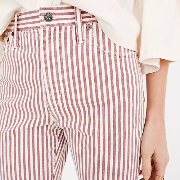 Madewell Pants - NWT | Madewell | High-Rise Slim Boyjean | Luca Stripe | Red | Cream